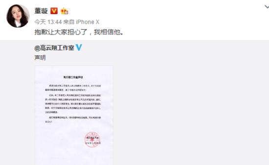 高云翔悉尼性侵被捕 董璇发声力挺老公高云翔：我相信他