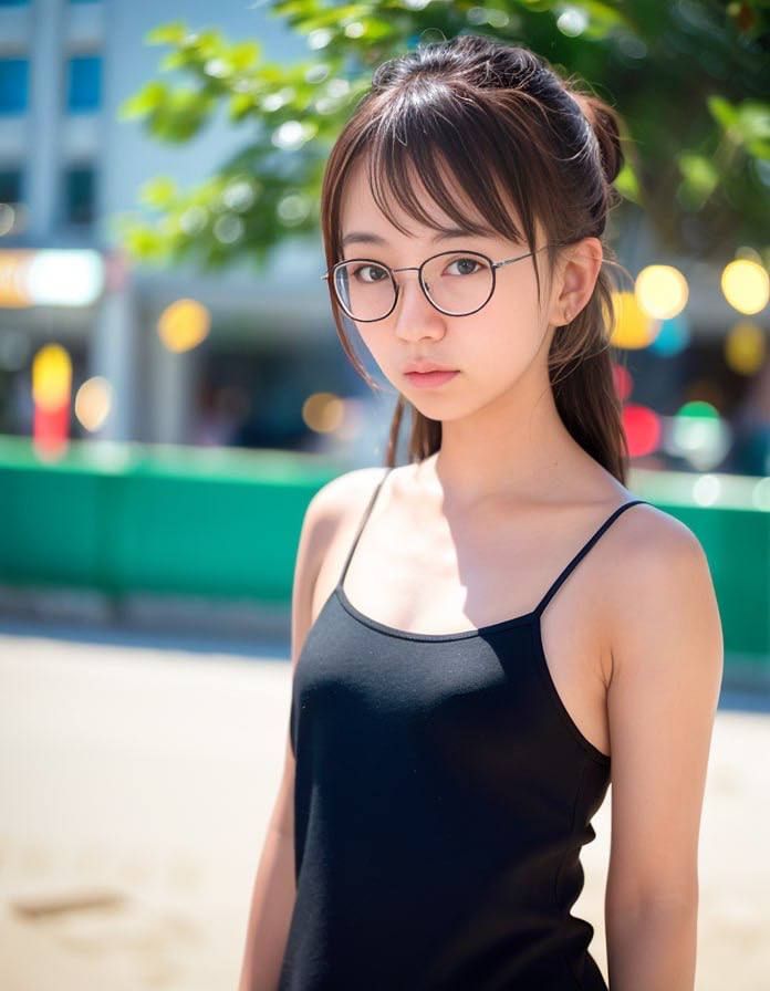 眼镜妹菲菲真人与AI对比