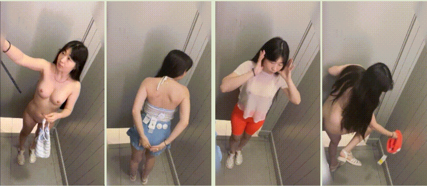 漂亮大奶少妇 骚货在商场试衣间光屁屁竟然开始了时装表演 身材不错